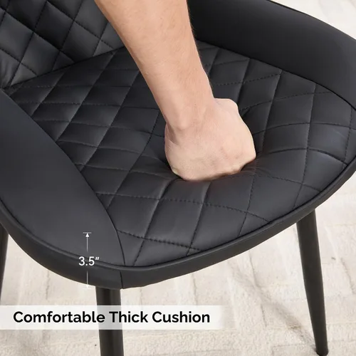 Miniatura 6 de Silla de Comedor, Sillas de Comedor Modernas con Cojines Gruesos, Sillas de Comedor de Cocina y Salón Tapizadas en Cuero Sintético con Patas Negro
