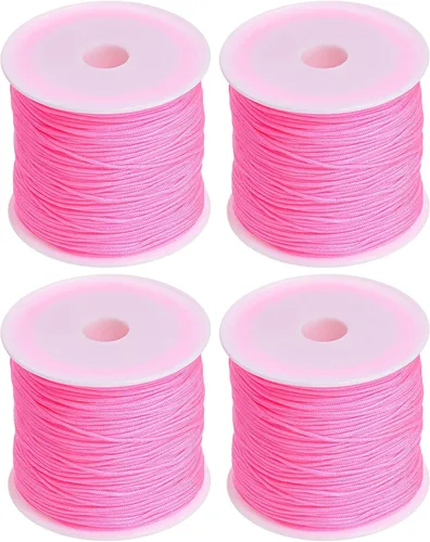 Miniatura 16 de HARFINGTON 4 rollos de hilo de nailon para anudar 0.031 in, 50 yardas de nailon trenzado para manualidades, cuerda de satén para pulsera, collar