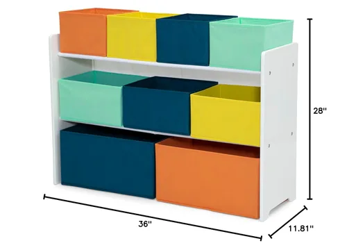 Miniatura 12 de Delta Children - Organizador de juguetes de lujo con contenedores de almacenamiento, certificado Greenguard Gold, blanco con contenedores azul