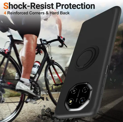 Miniatura 6 de Funda compatible con Blackview Shark 6/Oscal Tiger 8 con protector de pantalla, soporte de anillo giratorio de 360°, TPU a prueba de golpes, funda