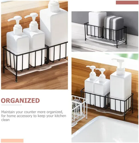 Miniatura 5 de Cesta de drenaje de esponja Fregadero de cocina Soporte de esponja Fregadero Escurridor de platos Estante de secado Estante de almacenamiento