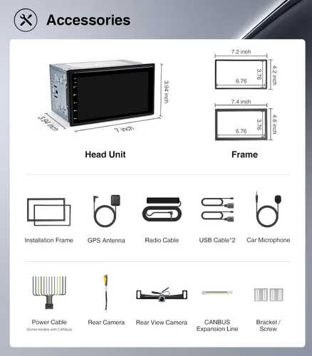 Miniatura 7 de Estéreo de coche de doble DIN de 7 pulgadas con CarPlay inalámbrico y Android Auto/Android 13.0 / 240 W Salidas, 4.1 -Canal/QLED Pantalla Upgrade/AM