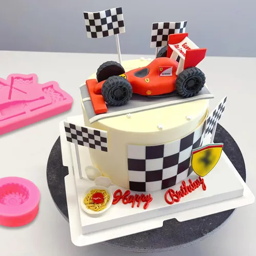 Miniatura 5 de Rainmae Moldes de fondant de llama, molde de fondant para neumáticos de automóvil, moldes de silicona de fuego caliente, molde de neumático redondo