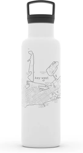 Miniatura 8 de Well Told Botella de agua aislada con mapa de Washington DC grabado, botella de acero inoxidable grabada (21 onzas, blanco) botella aislada de mapa