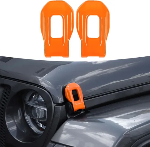 Miniatura 10 de RT-TCZ Cubierta de pestillo de capó, soportes exteriores de bloqueo de capó, accesorios de decoración de ABS para Jeep Wrangler JL JLU y Gladiator