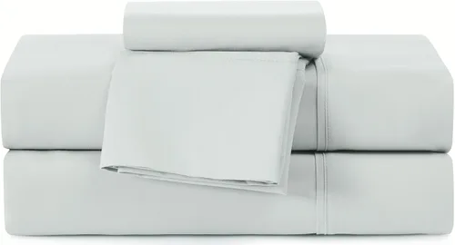 Miniatura 36 de UGG Juego de sábanas refrescantes de lujo de 4 piezas para cama King, con bolsillos profundos, ropa de cama prémium con 2 fundas de almohada, Blanco