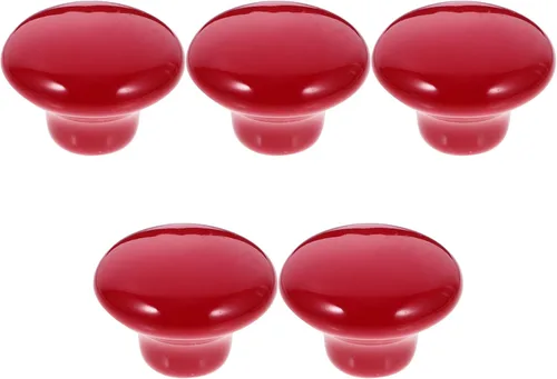 5 pomos de gabinete: pomos de puerta de cerámica – tiradores de cajones de armario de armario de cocina, manijas de decoración color rojo