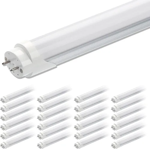 Paquete de 24 bombillas LED T8 de 4 pies, luz blanca diurna de 6000 K, equivalente a 40 W, bypass de balasto, tubo de luz tipo B de doble extremo,