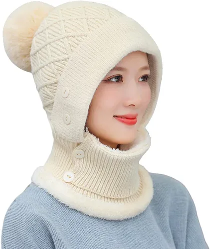 Miniatura 8 de Pasamontañas para mujer, visera de una sola pieza, gorro de cráneo, bufanda de cuello, bufanda de esquí, nieve, invierno, gorro de forro polar