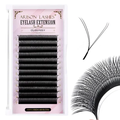 Miniatura 29 de Arison Lashes Extensión de pestañas en forma de W 5D, abanicos prefabricados de volumen suave natural, abanicos de imitación de visón negro mate, 12