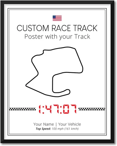 Miniatura 11 de Póster personalizable para pista de carreras, impresión personalizable hecha a mano, estilo 1, impresión metálica negra de 8 x 10 pulgadas