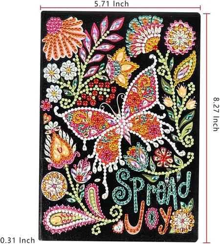 Miniatura 5 de Kits de cuadernos de pintura artística con diamantes 5D, para difundir alegría, mariposa, cuero, bricolaje, diario con forma especial, cuaderno