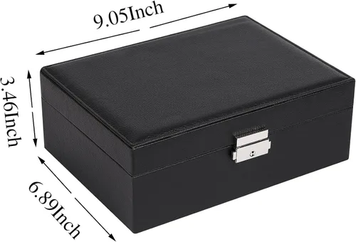 Miniatura 4 de Joyero para mujer cuero con candado organizador portátil de joyas de 2 capas y caja de almacenamiento collares pulseras anillos soporte para aretes