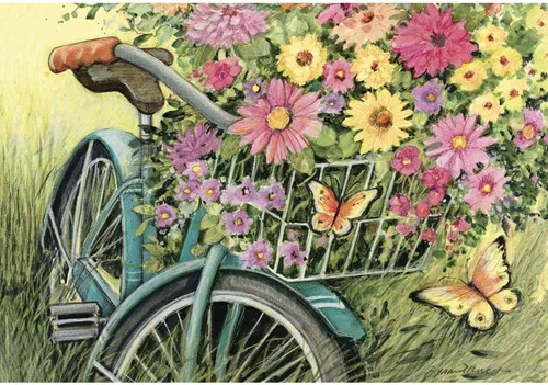 Miniatura 4 de Lang - Rompecabezas de 1000 piezas -Boquet de bicicleta, obra de arte de Susan Winget - Acabado de lino - 29Ó x 20" Completado