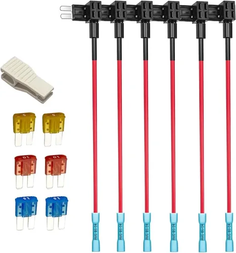 Gebildet 12 V 24 V, Portafusibles Add-a-Circuit Micro 2 con terminales de contracción térmica, soporte de cuchilla tipo clavija con arnés de cables,