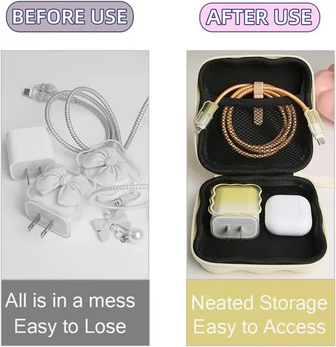 Miniatura 3 de Funda de almacenamiento para cargador, diseño de ondas, protector de cargador de viaje, organizador de cables para auriculares, caja