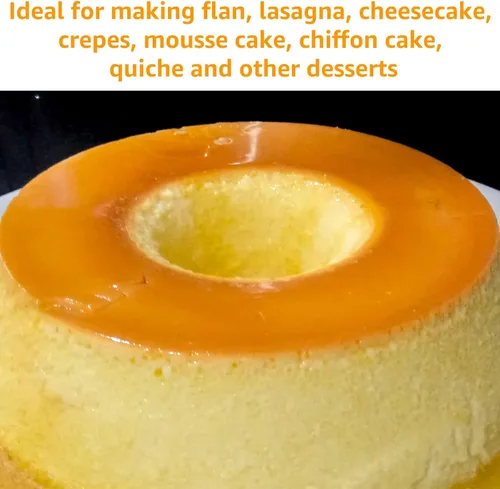 Miniatura 6 de Molde de flan de acero inoxidable con capacidad de 1.5 cuartos de galón con tapa y espátula, recipientes redondos para flan de 6 a 8 cuartos