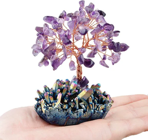 Miniatura 2 de Mookaitedecor - Árbol de cristal con base de cuarzo, bonsái para la riqueza y buena suerte