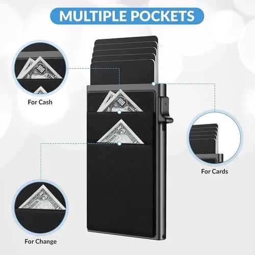 Miniatura 5 de Cartera delgada para tarjetas de crédito, Negro -, Minimalista