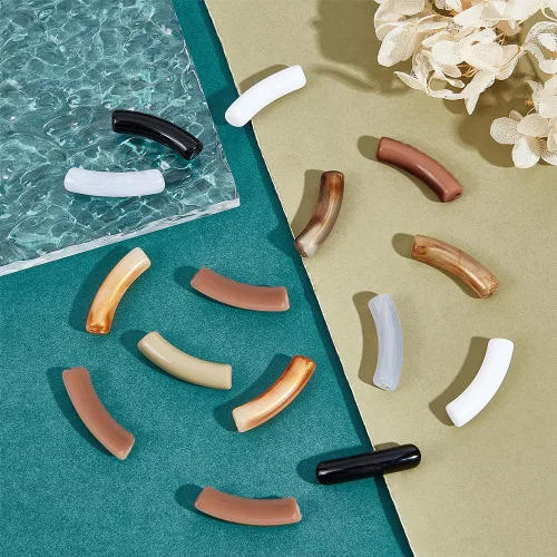 Miniatura 6 de PH PandaHall 80 cuentas de tubo de acrílico opaco, cuentas curvadas de fideos deslizantes, cuentas espaciadoras, cuentas sueltas de tubo largo
