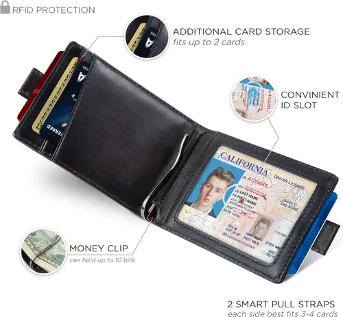 Miniatura 3 de SERMAN BRANDS RFID Blocking Bifold Slim Genuine Leather Minimalist Front Pocket Wallets for Men Money Clip