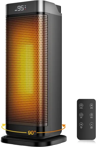Calentadores de espacio para uso en interiores, calentador portátil de 1500 W con control remoto y termostato, oscilación de 90°, 4 modos,