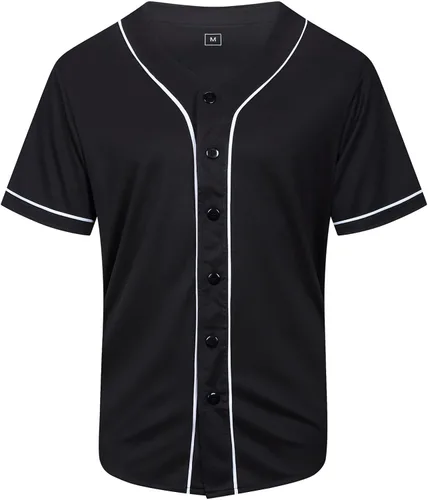 Camisa de béisbol lisa en blanco, camisas de manga corta con botones, uniforme deportivo de hip hop para hombres y mujeres adultos