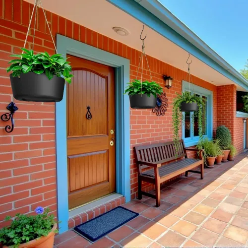 Miniatura 3 de Asnext Maceta colgante de 10.7 pulgadas para plantas de interior y exterior, paquete de 2 macetas colgantes con agujeros de drenaje para decoración