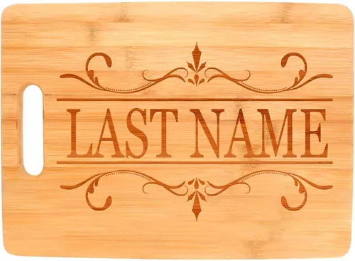 Regalo de boda personalizado Parejas Texto personalizado Nombre de familia Tabla de cortar de madera en forma de rectángulo personalizado