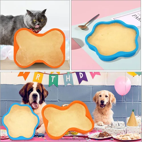 Miniatura 6 de 2 moldes de silicona para tartas de cumpleaños de perro, forma de hueso, 8 pulgadas