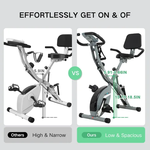 Miniatura 6 de BARWING Bicicleta de Ejercicio Estática para Entrenamiento en Casa, Bicicleta de Interior Plegable de 5 en 1 para Personas Mayores, Capacidad