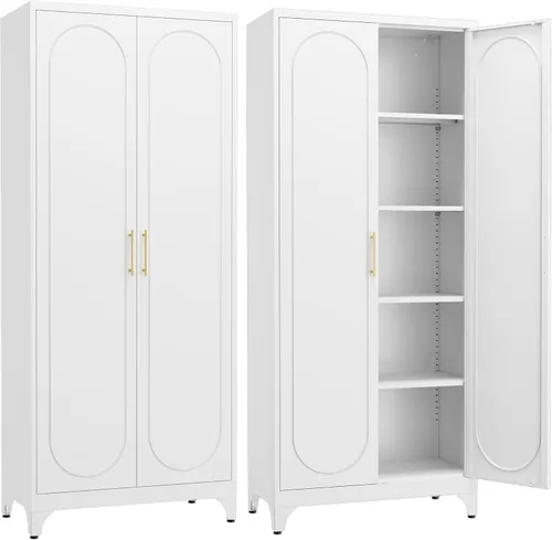 Miniatura 25 de SteeLoong - Gabinete de almacenamiento de metal con cajones, gabinetes de despensa negros de 75 pulgadas para almacenamiento de cocina con 3