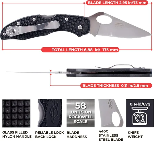 Miniatura 3 de Firebird GANZO F759MS-BK Cuchillo plegable de bolsillo de acero inoxidable 440C Hoja dentada Mango antideslizante con clip Pesca Camping EDC Hoja