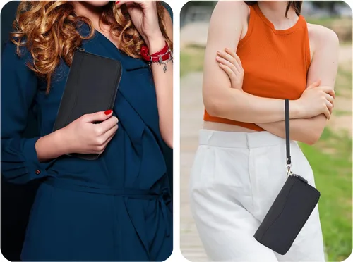 Miniatura 7 de Oak Leathers Cartera de cuero para mujer – Cartera Clutch RFID para mujer con 8 portadores de tarjetas de crédito, bolsillo para monedas, regalo