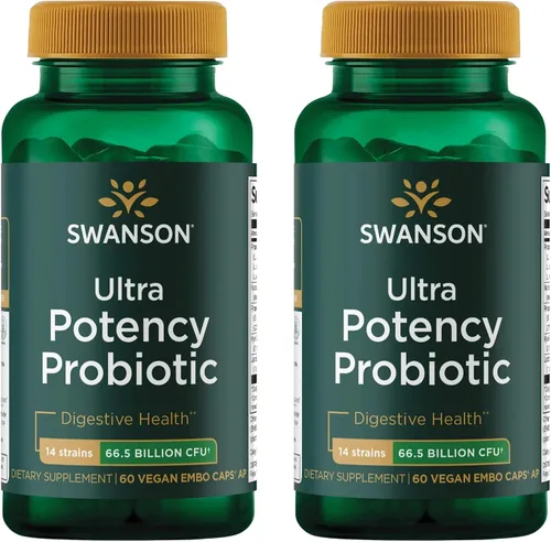 Miniatura 7 de Swanson Ultra Potency Probiotic Digestive Health Immune System Support 66 mil millones UFC Prebiótico NutraFlora scFOS 60 DRcaps Cápsulas Vegetales