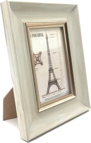 allgala Paquete de 3 marcos de fotos de escritorio de imitación de madera con cara de cristal, 4 x 6 pulgadas, estilo beige - HD61034
