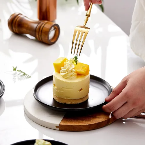 Miniatura 5 de Platos de cerámica mate para aperitivos de 6 pulgadas, juego de 4 pequeños platos de postre, aptos para microondas y horno, pan, postre