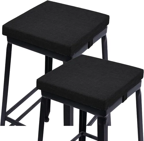 Miniatura 16 de baibu Juego de 2 cojines cuadrados de espuma viscoelástica de 12 pulgadas, diseño de doble capa con lazos, cojín cuadrado para silla para taburetes
