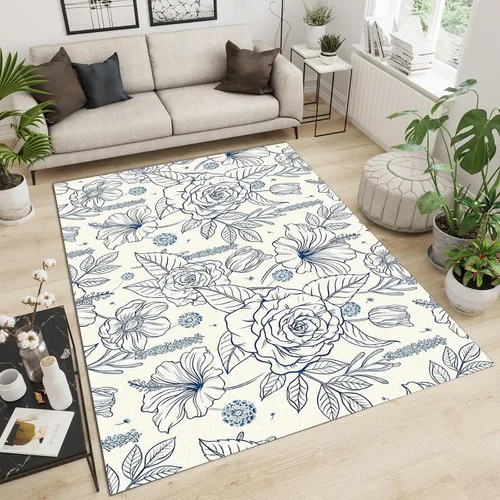 Miniatura 21 de Alfombra de área de flores simples moradas, alfombra abstracta degradada para interiores, decoración de sala de estar, cálida, suave, duradera