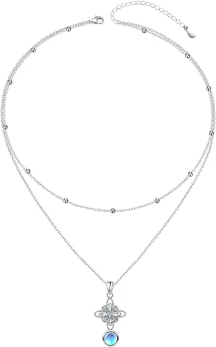 Miniatura 7 de FLYOW Collar con colgante de nudo celta de plata de ley 925 de buena suerte irlandés para mujer, regalo de cumpleaños y graduación