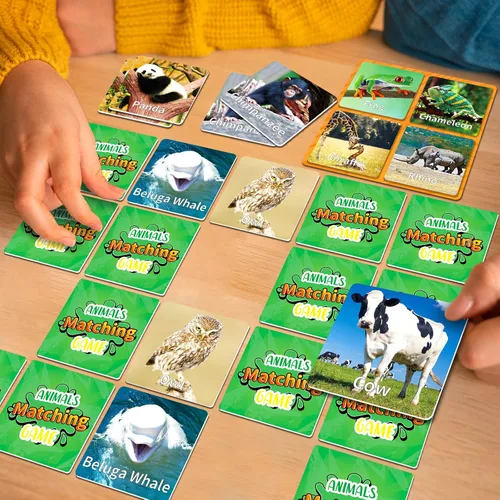 Miniatura 7 de YTSQLER Juego de emparejamiento de animales para niños 100 piezas Juego de cartas de memoria para niños pequeños Actividades de aprendizaje