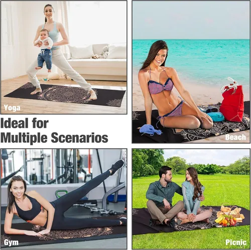 Miniatura 4 de MoKo Toalla de Yoga, Toalla de Yoga Caliente Antideslizante con Patrón de Estampado en Manta Rápido de Secado con Bolsillo en la Esquina