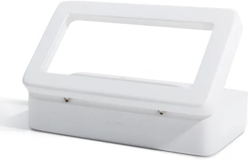 Miniatura 5 de Caja de anillos para ceremonia de boda, soporte de madera blanca con doble corazón para boda y compromiso (rectángulo blanco)
