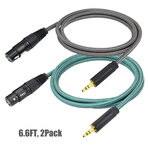 Miniatura 2 de Cable de micrófono hembra de 1/8 a XLR de 6.6 pies XLR hembra a estéreo de 0.138 in, cable auxiliar mini TRS, desequilibrado, trenzado de nailon