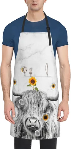Miniatura 8 de Delantal de cocina de chef impermeable con bolsillos para adultos, delantales de cocina para barbacoa, regalos personalizados para hornear
