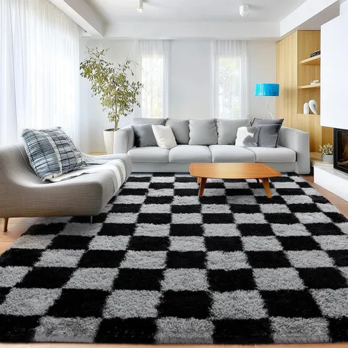 Miniatura 105 de Alfombras de área de 8x10 para sala de estar, alfombra shaggy grande ultra suave y esponjosa para dormitorio, alfombras de felpa mullida Blanco crema