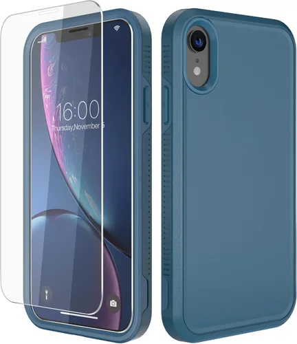 Miniatura 16 de Diverbox Funda para iPhone XR [Protector de Pantalla de Vidrio Templado] [A Prueba de Golpes] [A Prueba de Caídas] Funda de Teléfono de Protección