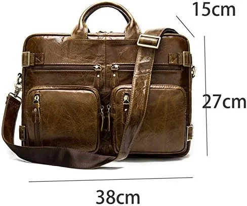 Miniatura 7 de BITWIT Shoulder Bags, Men's Leather Bags, Men's briefcases, Leather Laptop Bags, Office Bags, Men's Multifunctional Leather Luggage Bags, Men