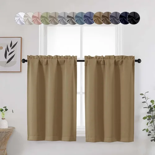 Miniatura 48 de Aqua Cafe - Juego de 2 paneles de cortinas opacas de 24 pulgadas de largo, con aislamiento térmico suave y sólido, para ventanas de baño, sótano