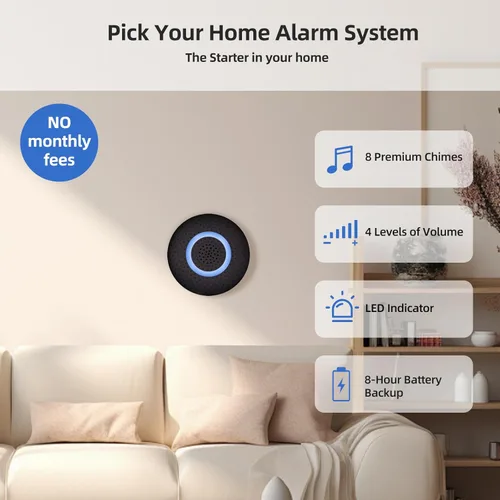 Miniatura 4 de Sistema de alarma inalámbrico para el hogar, kit de 9 piezas, sistema de alarma WiFi para seguridad del hogar con alerta de aplicación de teléfono